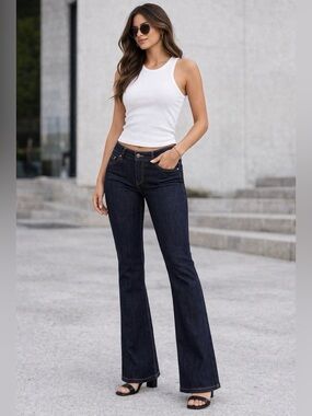 Y2K Rock & Republic Bootcut Flare Jeans Dark Wash Low Rise Size 26